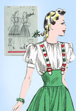 1940s Vintage Butterick Sewing Pattern 1724 Uncut Suspender Skirt & Blouse 33 B