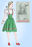 1940s Vintage Butterick Sewing Pattern 1724 Uncut Suspender Skirt & Blouse 33 B