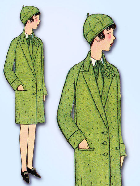 1920s Vintage Butterick Sewing Pattern 1907 Uncut Girls Raglan Flapper Coat Sz10