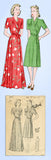 1940s Original Vintage Butterick Pattern 2003 Misses WWII Housecoat or Robe 30 B
