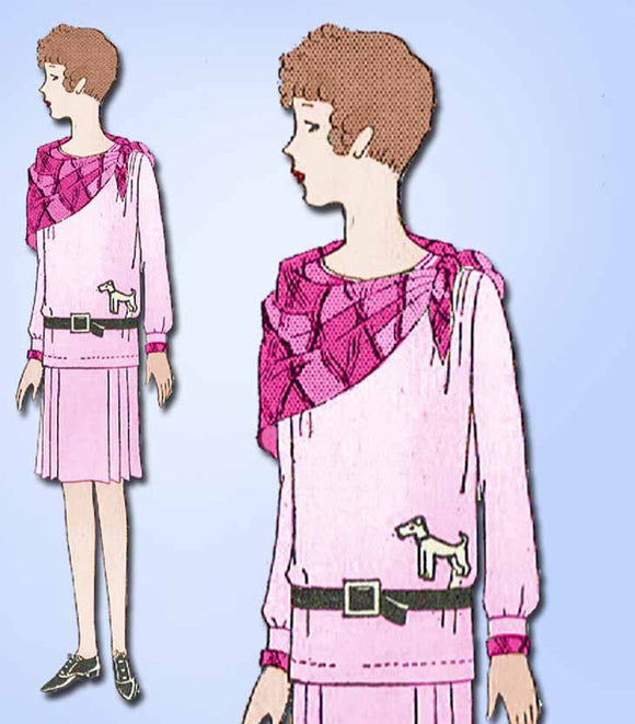 1920s Vintage Butterick Sewing Pattern 2021 Uncut Girls Flapper Dress Size 10 - Vintage4me2