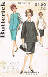 1960s Vintage Butterick Sewing Pattern 2120 Uncut Misses Maternity Suit Size 36B