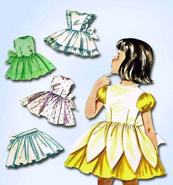 1960s Vintage Butterick Sewing Pattern 2129 Baby Girls Flower Pinafore Size 1 from Vintage4me2