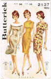 1960s Vintage Butterick Sewing Pattern 2137 Misses Sheath Dress Size 36 Bust