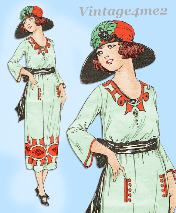 Butterick 2147: 1920s Misses Edwardian Day Dress Sz 35 B Vintage Sewing Pattern