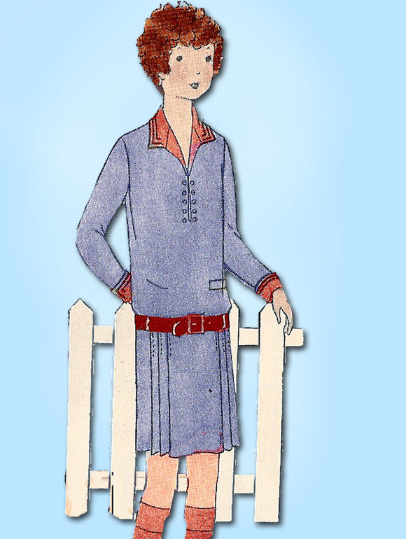 1920s Vintage Butterick Sewing Pattern 2163 Uncut Girls Flapper Dress Size 14 - Vintage4me2