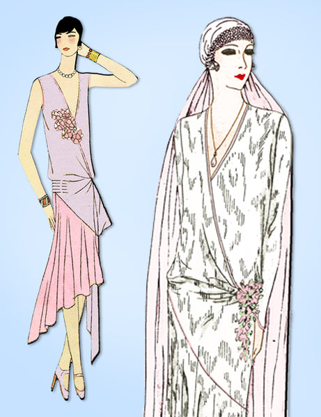 sachin and babi light blue dress Jeanne Lanvin 1928 Photo Demeyer, Embroidery Evening Gown main image 1