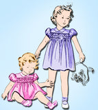 1940s Vintage Butterick Sewing Pattern 2170 WWII Baby Girls Smocked Dress Size 1
