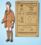 1920s Vintage Butterick Sewing Pattern 2177 Uncut Toddler Boys Raglan Coat Sz 3