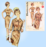 1960s Original Vintage Butterick Pattern 2181 Easy Misses Sheath Dress Sz 36 B