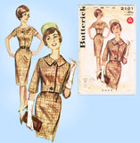 1960s Original Vintage Butterick Pattern 2181 Easy Misses Sheath Dress Sz 36 B