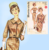 1960s Original Vintage Butterick Pattern 2181 Easy Misses Sheath Dress Sz 36 B