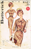 1960s Original Vintage Butterick Pattern 2181 Easy Misses Sheath Dress Sz 36 B