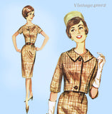 1960s Original Vintage Butterick Pattern 2181 Easy Misses Sheath Dress Sz 36 B