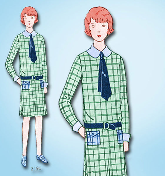 1920s VTG Butterick Sewing Pattern 2190 Uncut Little Girls Flapper Dress Size 12