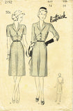 1940s Vintage Butterick Sewing Pattern 2192 Misses WWII Shirtwaist Dress Sz 34 B - Vintage4me2