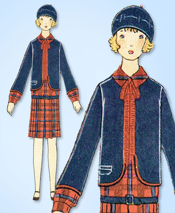 1920s VTG Butterick Sewing Pattern 2202 Uncut Girls Flapper Bolero Suit Sz 12