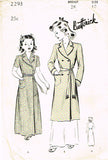 1940s Vintage Butterick Sewing Pattern 2293 Little Girls WWII Bathrobe Size 10 - Vintage4me2