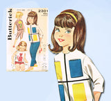 1960s Vintage Butterick Sewing Pattern 2301 Baby Girls Applique Top & Pants Sz 3