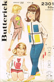 1960s Vintage Butterick Sewing Pattern 2301 Baby Girls Applique Top & Pants Sz 3