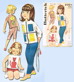 1960s Vintage Butterick Sewing Pattern 2301 Baby Girls Applique Top & Pants Sz 3