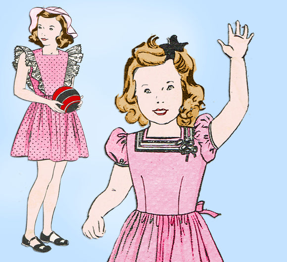 1940s Vintage Butterick Sewing Pattern 2309 Toddler Girls Dress or Pinafore Sz 2 - Vintage4me2