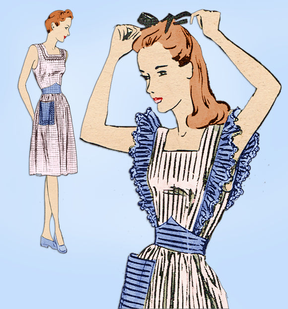1940s Vintage Butterick Sewing Pattern 2350 Cute WWII Pinafore Sun Dress Sz 34 B - Vintage4me2
