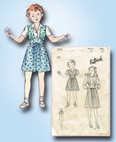 1940s Vintage Butterick Sewing Pattern 2385 WWII Girls Jumper Dress Size 10 28B