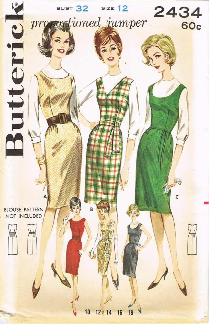1960s Vintage Butterick Sewing Pattern 2434 Uncut Misses Dress Sz 32 B ...
