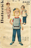 1960s Original Vintage Butterick Sewing Pattern 2449 Baby Play Clothes Set Sz 6mos -Vintage4me2