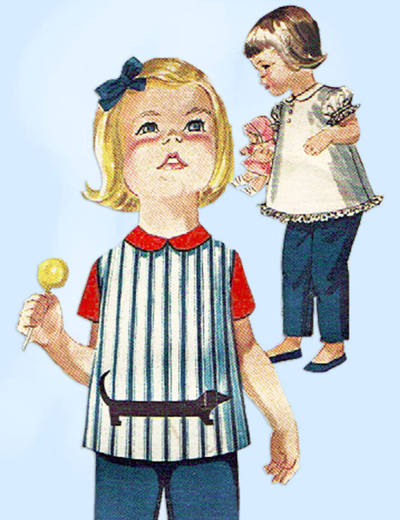 1960s Original Vintage Butterick Sewing Pattern 2449 Baby Play Clothes Set Sz 6mos -Vintage4me2