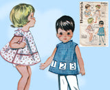 1960s VTG Butterick Sewing Pattern 2484 Cute Toddlers Play Apron Sz 6mo to Sz 2