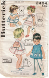 1960s VTG Butterick Sewing Pattern 2484 Cute Toddlers Play Apron Sz 6mo to Sz 2