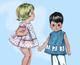 1960s VTG Butterick Sewing Pattern 2484 Cute Toddlers Play Apron Sz 6mo to Sz 2