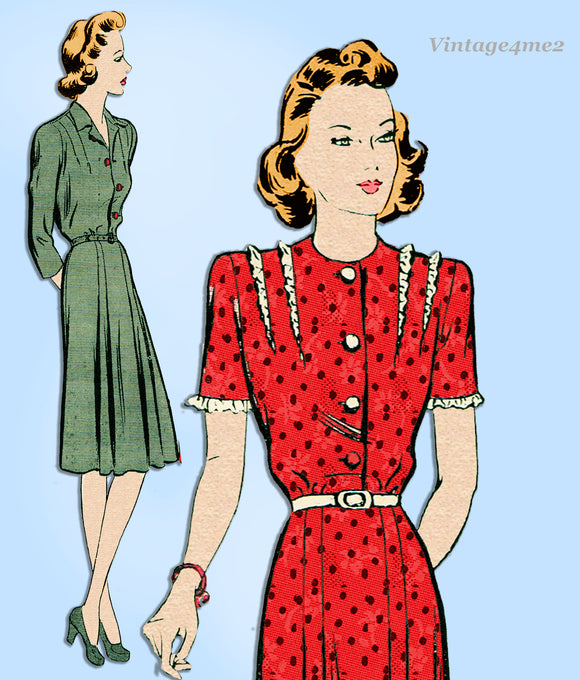 Butterick 2486: 1940s Womens WWII Plus Size Dress 44 Bust Vintage Sewing Pattern
