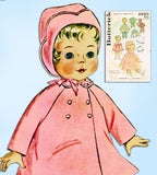1960s Original Vintage Butterick Pattern 2520 Cute 23in Baby Doll Clothes Set