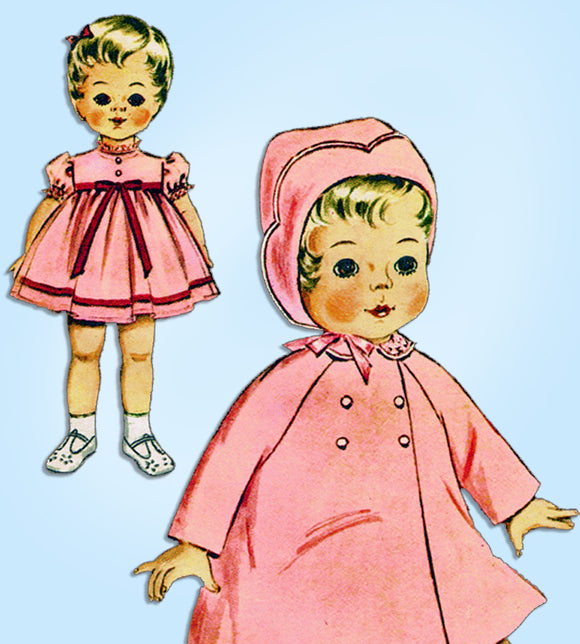 1960s Original Vintage Butterick Pattern 2520 Cute 23in Baby Doll Clothes Set