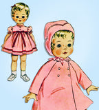 1960s Original Vintage Butterick Pattern 2520 Cute 23in Baby Doll Clothes Set