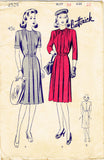 Butterick 2529: 1940s Misses WWII Tucked Dress Sz 38 Bust Vintage Sewing Pattern