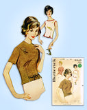 1960s Vintage Butterick Sewing Pattern 2545 Misses Back Buttoned Blouse Sz 34 B