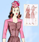 1940s Vintage Butterick Sewing Pattern 2589 Uncut WWII Dress w Laced Bodice 33B