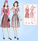 1940s Vintage Butterick Sewing Pattern 2589 Uncut WWII Dress w Laced Bodice 33B