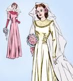 1940s Vintage Butterick Sewing Pattern 2600 Misses Wedding Dress w Train Sz 36 B