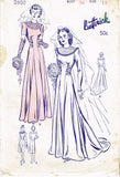 1940s Vintage Butterick Sewing Pattern 2600 Misses Wedding Dress w Train Sz 36 B