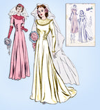 1940s Vintage Butterick Sewing Pattern 2600 Misses Wedding Dress w Train Sz 36 B