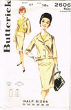 1960s Original Vintage Butterick Pattern 2606 Uncut MIsses Half Size Suit 37 B