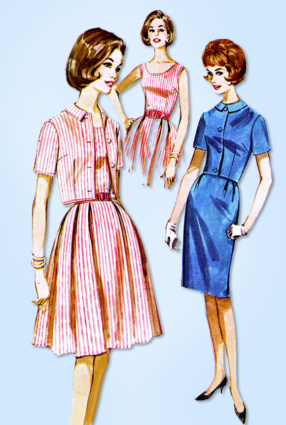 1960s Original Vintage Butterick Pattern 2633 Uncut Sun Dress & Jacket Sz 36 B