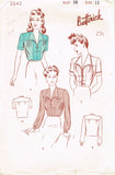 1940s Vintage Butterick Sewing Pattern 2643 Uncut WWII Misses Blouse Sz 30 B