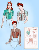 1940s Vintage Butterick Sewing Pattern 2643 Uncut WWII Misses Blouse Sz 30 B