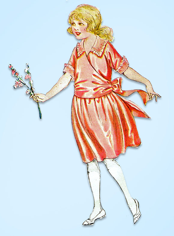 1920s Vintage Butterick Sewing Pattern 2657 Girls Edwardian Party Dress Size 8